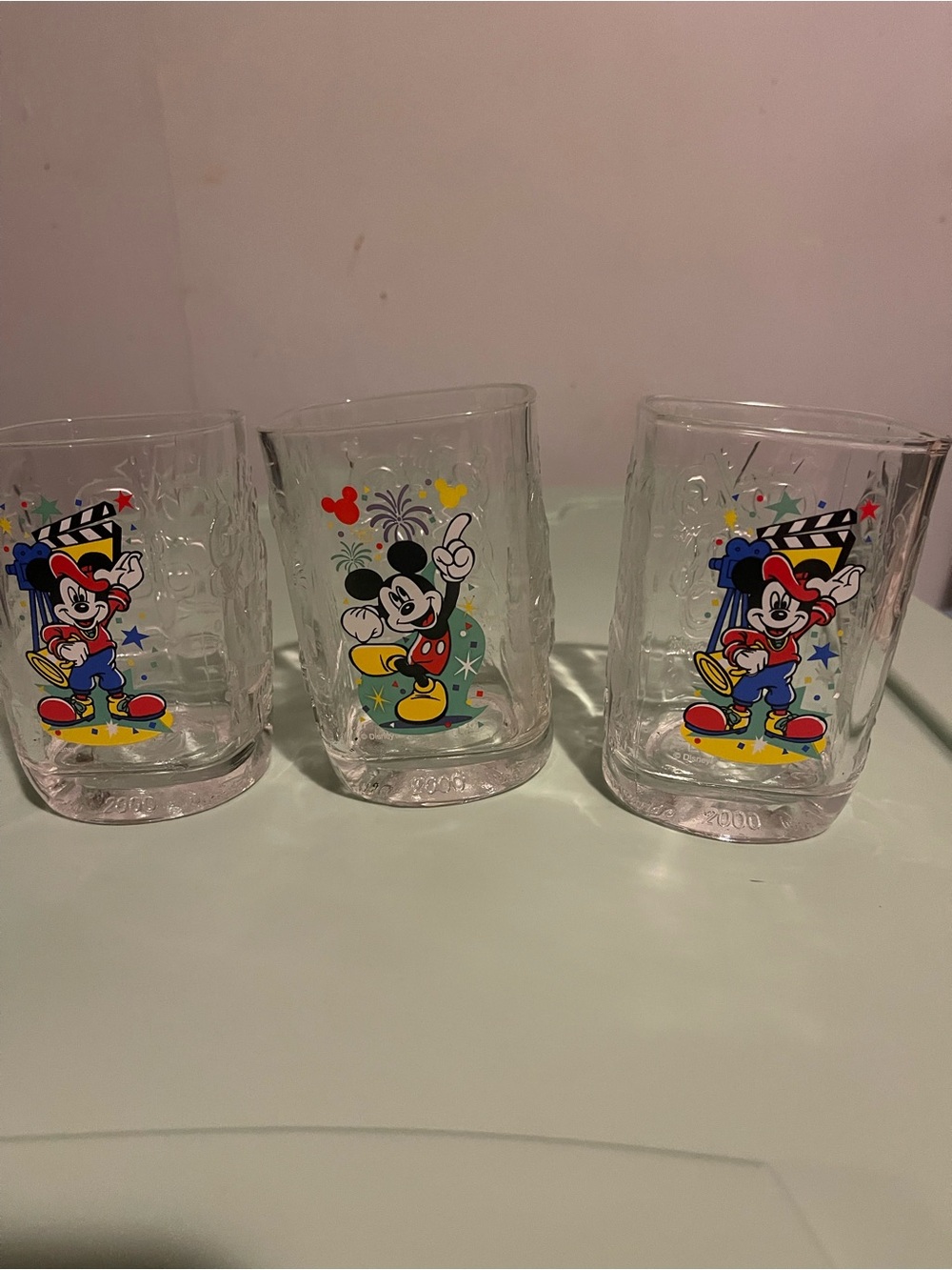 Mickey Mouse Cartoon Glass Tumblers - Set of 3